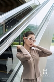 Áo kiểu ôm vừa cổ có mũ tay dài khóa trước