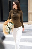 Áo cotton ôm vừa dáng cổ lọ