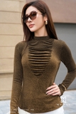 Áo cotton ôm vừa dáng cổ lọ