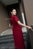 Áo vest dáng peplum cổ cách điệu điểm nhấn khuy trang trí