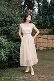 Áo ren kiểu tay chờm đính hoa
