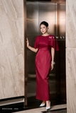 (2 màu) Đầm ôm dáng cổ tròn phối áo choàng ngoài