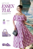 Đầm maxi dáng xếp ly phối cổ bèo nhún