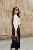 (5 màu) Áo sơ mi kiểu cổ đính ngọc đính hoa