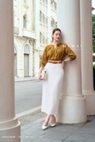 (5 màu) Áo sơ mi kiểu cổ đính ngọc đính hoa