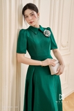 Đầm xòe cổ sơ mi tay ngắn qua bắp