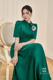 Đầm xòe cổ sơ mi tay ngắn qua bắp