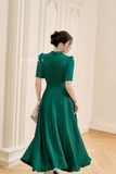 Đầm xòe cổ sơ mi tay ngắn qua bắp