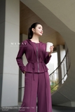 Áo kiểu peplum chun eo cổ có mũ tay dài