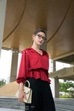 Áo sơ mi suông vừa cổ biến kiểu tay dài