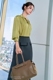 Áo sơ mi suông vừa cổ cách điệu tay dài