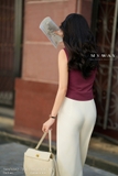 Áo cotton cổ Đức không tay dáng cơ bản