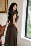 Đầm xòe vai chờm khóa sau qua bắp