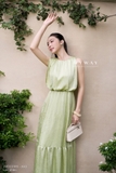 Đầm Dài Cổ Tròn Không Tay Khóa Sau