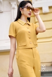 (3 màu) Áo vest dáng ngắn đính khuy Elegant