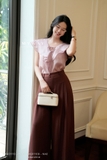 Quần dài ống suông A kiểu xếp ly qua mắt cá