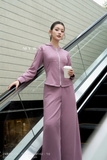 Áo cotton ôm vừa cổ có mũ tay dài khóa trước