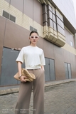 Áo cotton bo gấu cổ tròn dài ngang hông