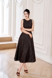Đầm xòe cổ tròn không tay khóa sau