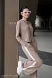 Áo kiểu ôm vừa cổ có mũ tay dài khóa trước
