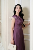 Đầm xòe cổ tròn tay chờm dài qua bắp