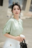 Áo Sơ Mi Suông Cổ Cách Điệu Dài Chùm Mông