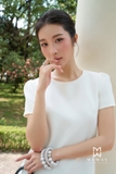 Đầm suông cổ tròn dài qua bắp đính kết gấu váy