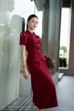Áo vest dáng peplum cổ cách điệu điểm nhấn khuy trang trí