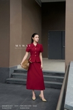 Áo vest dáng peplum cổ cách điệu điểm nhấn khuy trang trí