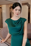 Đầm xòe cổ tròn vai chờm dài qua bắp
