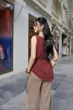 Quần dài ống suông qua mắt cá chân tinh tế với cạp chun sau