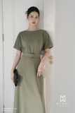 Đầm xòe rủ cổ thuyền tay ngắn dài qua bắp