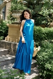 (3 màu) Đầm maxi cổ yếm ba tầng qua mắt cá