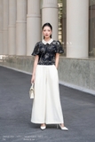Áo sơ mi croptop cổ áo phối