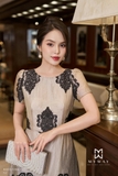 (2 màu) Đầm xòe cổ thuyền tay ngắn