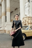 Đầm chữ A Simili Leather tay lỡ