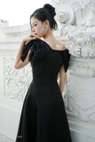 Đầm xòe dự tiệc trễ vai đính nơ
