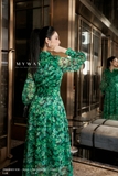 (3 màu) Chân váy xòe họa tiết cạp cao