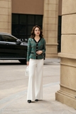 Áo vest dạ tweed kẻ ô phối viền nhung