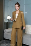 Quần ống đứng Cotton Calico cạp cao