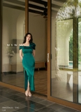 Đầm lụa ôm dự liệc đính hoa 3D