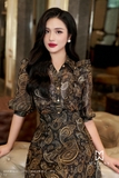 Chân váy xòe Tơ họa tiết Paisley