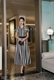 Chân váy xòe Chiffon họa tiết kẻ sọc