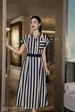 Chân váy xòe Chiffon họa tiết kẻ sọc