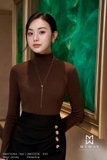 (4 màu) Áo thun ôm dáng cổ lọ dài ngang hông