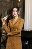 Áo vest croptop dài tay họa tiết chấm bi