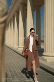 Áo khoác măng tô cổ vest kèm đai