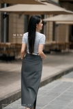 Áo cotton ôm vừa dáng cổ tròn