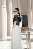 Áo sơ mi croptop cổ áo phối