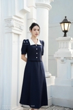 Áo kiểu Cotton Calico viền trắng